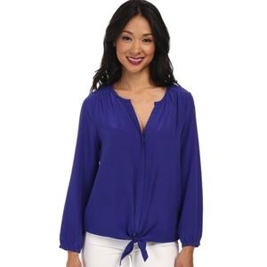 Joie De Lara 100% silk Blue V-Neck Longsleeved Top